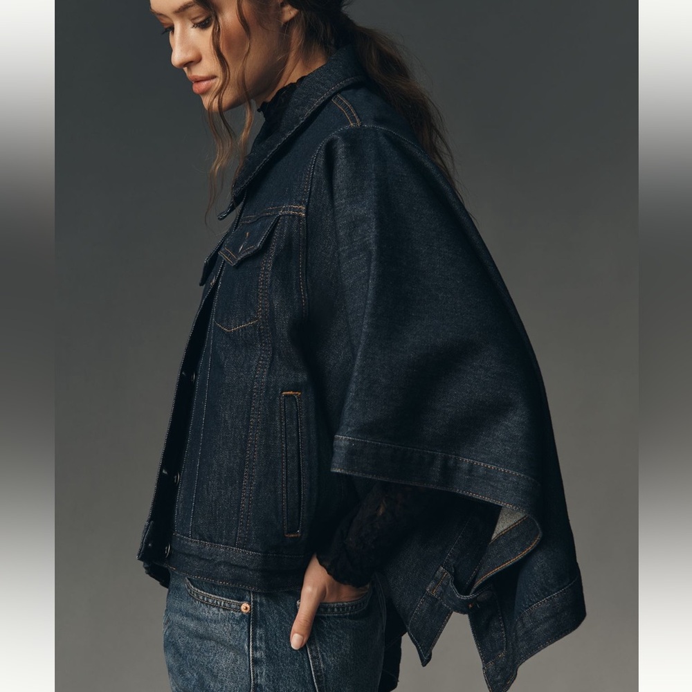 Weston Cape Denim Boyfriend Jacket by Pilcro - Picture 2 of 6